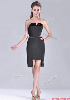 Lovely Front Short Back Long V Neck Prom Dress in Black