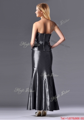 Mermaid Sweetheart Ankle-length Silver Mother of Bride Dress with Beading