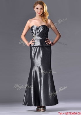 Mermaid Sweetheart Ankle-length Silver Mother of Bride Dress with Beading