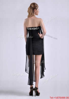 Best Selling Asymmetrical Column Prom Dress with Beaded Top and Ruching