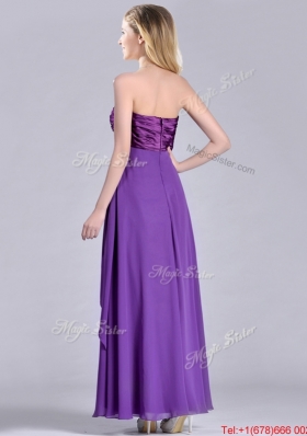 Cheap Beaded Decorated V Neck Chiffon Christmas Party Dress in Eggplant Purple