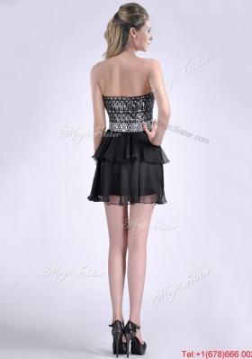 Cheap Sweetheart Black Short Christmas Party Dress in Sequins and Chiffon