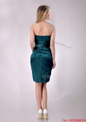 Exclusive Column Ruched Decorated Bodice Prom Dress in Hunter Green