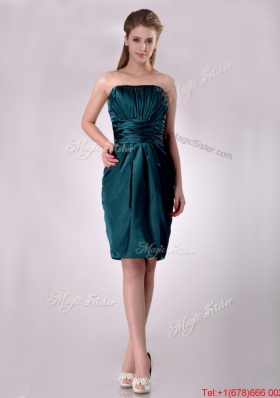 Exclusive Column Ruched Decorated Bodice Prom Dress in Hunter Green