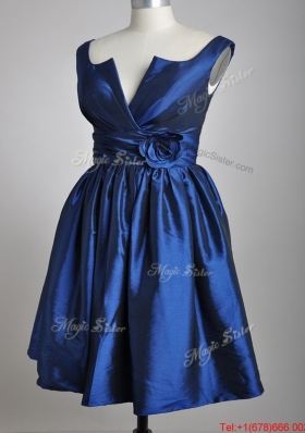 Lovely Open Back Hand Crafted Flower Prom Dress in Royal Blue