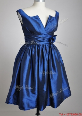 Lovely Open Back Hand Crafted Flower Prom Dress in Royal Blue