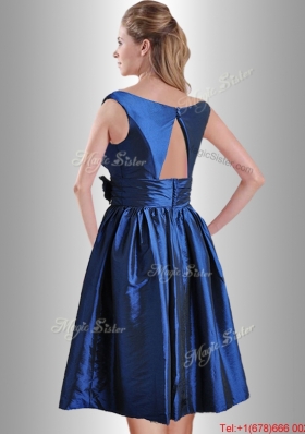 Lovely Open Back Hand Crafted Flower Prom Dress in Royal Blue