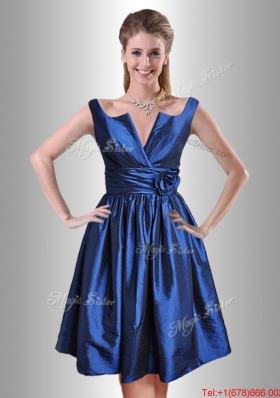 Lovely Open Back Hand Crafted Flower Prom Dress in Royal Blue