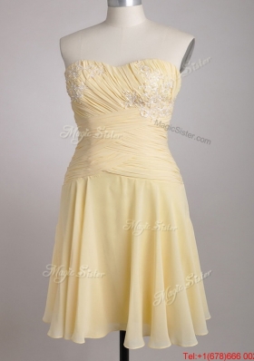 Elegant Applique Chiffon Yellow Short Christmas Party Dress with Side Zipper