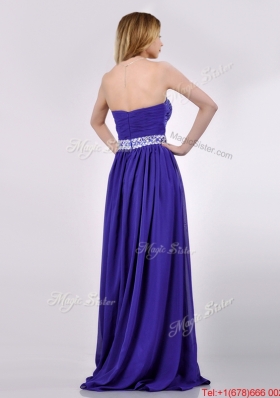 Empire Strapless Beaded Purple Long Christmas Party Dress for Evening