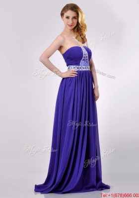 Empire Strapless Beaded Purple Long Christmas Party Dress for Evening