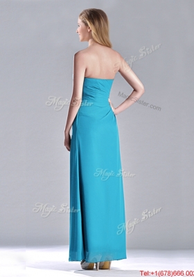 Hot Sale Ankle Length Hand Crafted Flower Bridesmaid Dress in Teal