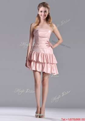 Low Price Ruffled Layers Short Bridesmaid Dress in Asymmetrical