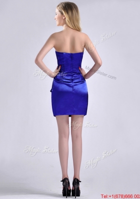 Popular Column Strapless Royal Blue Bridesmaid Dress in Taffeta