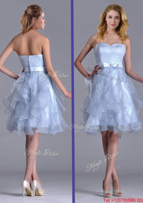 Popular Empire Sweetheart Bowknot Lavender Bridesmaid Dress in Knee Length