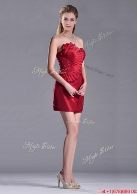 Best Selling Column Wine Red Dama Dress with Asymmetrical Neckline