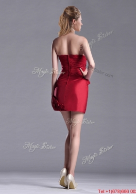 Best Selling Column Wine Red Dama Dress with Asymmetrical Neckline