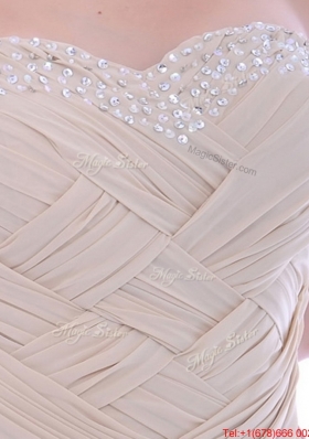 Fashionable Empire Champagne Chiffon Dama  Dress with Beading and Ruching