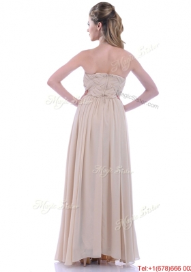 Fashionable Empire Champagne Chiffon Dama  Dress with Beading and Ruching