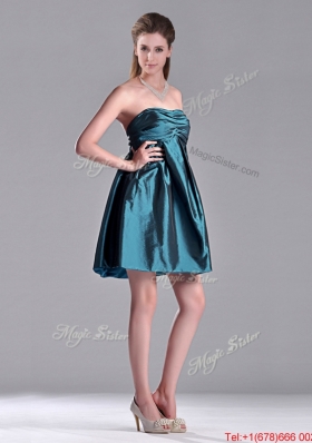 New Arrivals Strapless Ruched Taffeta Short Prom Dress in Teal