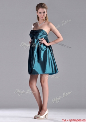 New Arrivals Strapless Ruched Taffeta Short Prom Dress in Teal