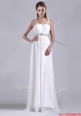 New Style Beaded Top and Waist White Dama Dress with Criss Cross