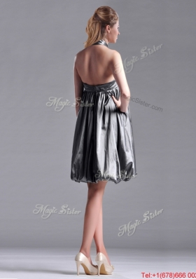 New Style Halter Top Taffeta Silver Dama Dress with Backless