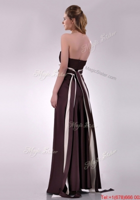 Beautiful Applique Decorated Waist Brown Mother Dress in Taffeta