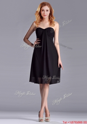 Empire Sweetheart Knee-length Short Black Dama Dress for Homecoming