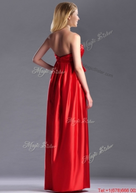 Gorgeous Empire Red Long Mother Dress in Elastic Woven Satin