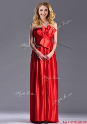 Gorgeous Empire Red Long Mother Dress in Elastic Woven Satin