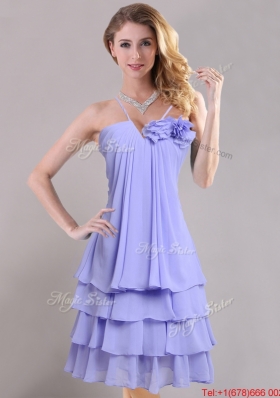 Hot Sale Ruffled Layers and Handcrafted Flower Dama Dress in Lavender