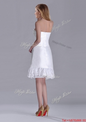 Low Price Strapless White Short Dama Dress in Lace and Satin