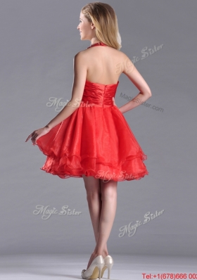 Modern Beaded Decorated Top and Halter Top Prom Dress in Organza