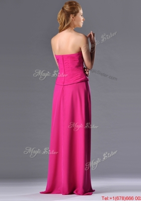 Most Popular  Hot Pink Strapless Long Mother  Dress with Zipper Up