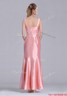 Most Popular V Neck Hand Crafted Flower Peach Mother Dress in Ankle Length