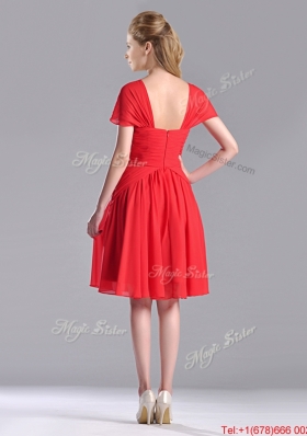 New Arrivals Empire Short Sleeves Chiffon Mother Dress in Red