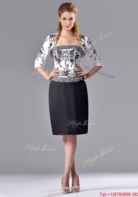 Most Popular Column Strapless Knee-length Short Mother Dress with Jacket