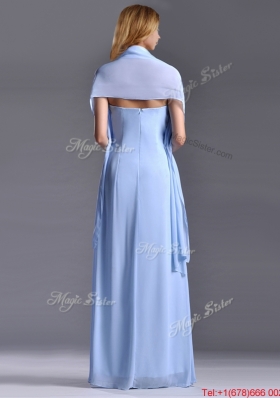 Most Popular Empire Light Blue Long Mother Dress with Handcrafted Flowers