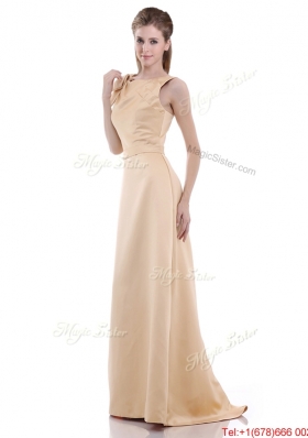 Most Popular Simple Column Scoop Bowknot  Mother Dress in Champagne