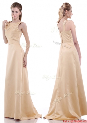 Most Popular Simple Column Scoop Bowknot  Mother Dress in Champagne