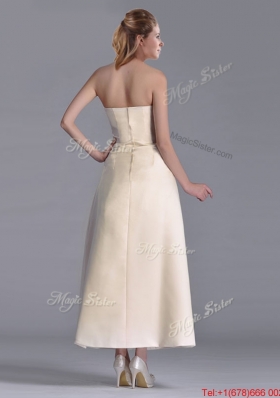Most Popular  Tea Length Applique Decorated Bodice Mother Dress in Off White