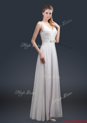 2016 Affordable Empire V Neck Beading Prom Dresses