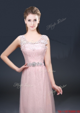 2016 Pretty Empire Scoop Prom Dresses with  Lace and Appliques