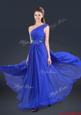 Cheap 2016 One Shoulder Blue Prom Dresses with Belt