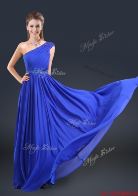 Cheap 2016 One Shoulder Blue Prom Dresses with Belt