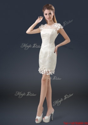 Elegant Mini Length Cap Sleeves Prom Dresses with Appliques