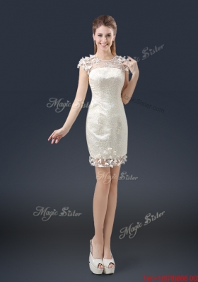 Elegant Mini Length Cap Sleeves Prom Dresses with Appliques