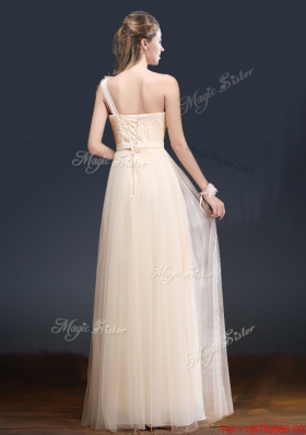 Elegant One Shoulder Prom Dresses with Appliques and Beading