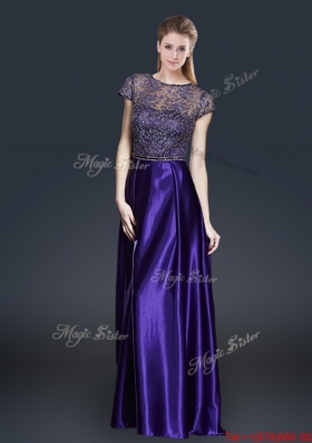 Empire Bateau Prom Dresses with Appliques and Belt